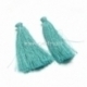Cotton thread tassel pendant, cyan, 80x8 mm