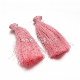 Cotton thread tassel pendant, pink, 80x8 mm