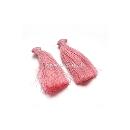 Cotton thread tassel pendant, pink, 80x8 mm
