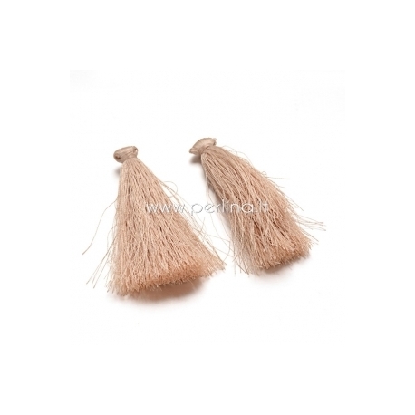 Cotton thread tassel pendant, cream, 80x8 mm