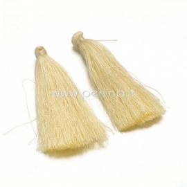 Cotton thread tassel pendant, light yellow, 80x8 mm