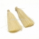 Cotton thread tassel pendant, light yellow, 80x8 mm