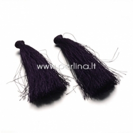 Cotton thread tassel pendant, indigo, 80x8 mm
