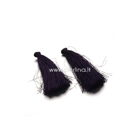 Cotton thread tassel pendant, indigo, 80x8 mm