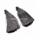 Cotton thread tassel pendant, grey, 80x8 mm