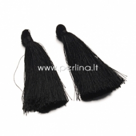 Cotton thread tassel pendant, black, 80x8 mm