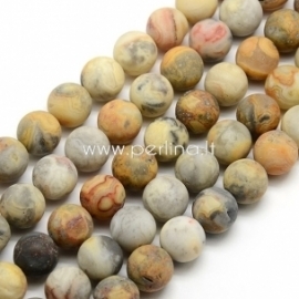 Frosted natural crazy agate gemstone bead, round, 10 mm, 1 pc