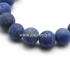 Natural frosted lapis lazuli gemstone bead, dyed, round, 6 mm, 1 pc
