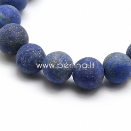 Natural frosted lapis lazuli gemstone bead, dyed, round, 8 mm, 1 pc
