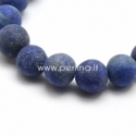 Natural frosted lapis lazuli gemstone bead, dyed, round, 8 mm, 1 pc