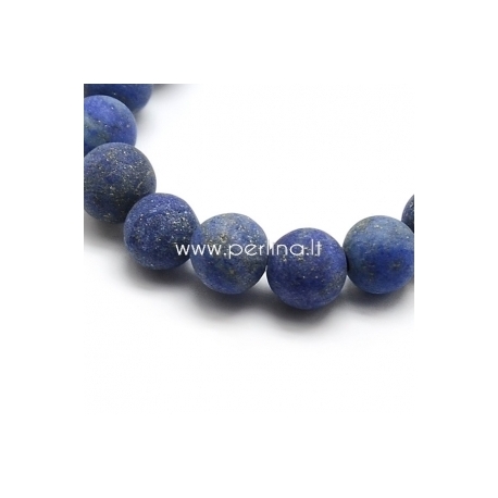 Natural frosted lapis lazuli gemstone bead, dyed, round, 8 mm, 1 pc