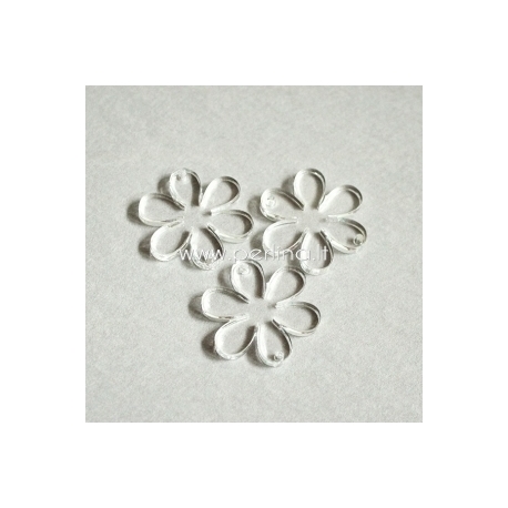 Org. stiklo detalė-intarpas "Gėlytė", skaidrus, 2,2x2,2 cm