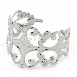Adjustable ring, silver tone, 19 mm