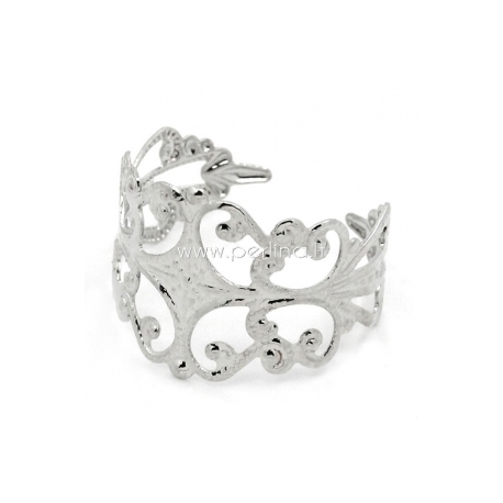 Adjustable ring, silver tone, 19 mm