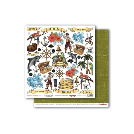 Paper "Pirate Paradise (Cards) - The Pirate's Treasure collection", 30,5x30,5 cm