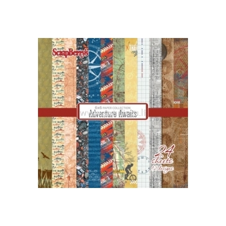 Paper set "Adventure Awaits", 15x15 cm, 24 sheets