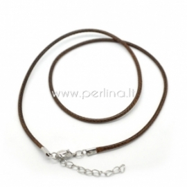 Wax cotton cord necklace, brown, 45 cm