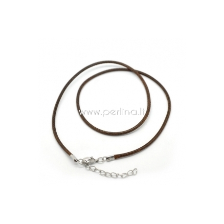 Wax cotton cord necklace, brown, 45 cm