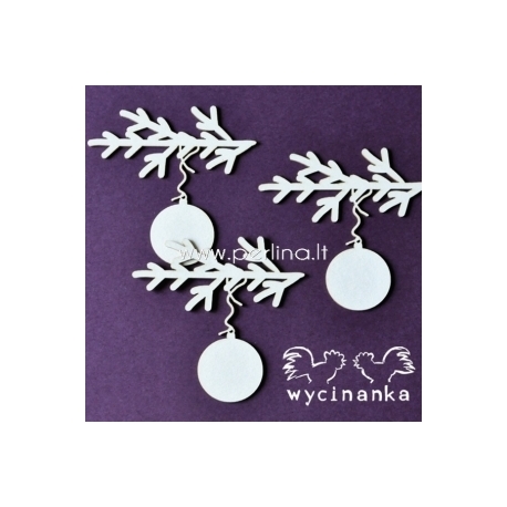 Chipboard "Very Merry - Christmas ornament on twigs", 3 pcs