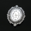 Watch face, oval, antique silver, 33x26 mm