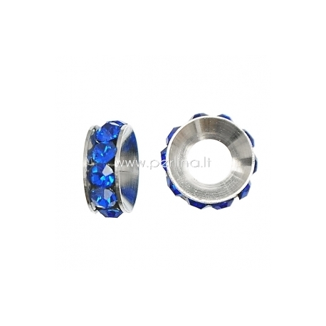 Pandora karoliukas-rondelė su kristalais, sidabro sp., 10x5 mm