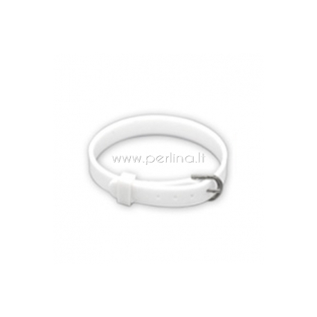 Silicone buckle wristbands bracelet, white, 21x0,8 cm
