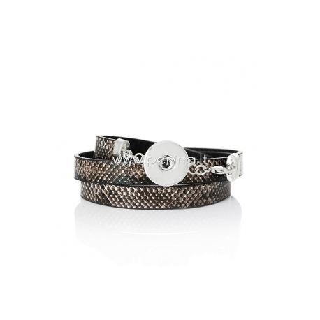 Real leather snap button bracelet, 60 cm