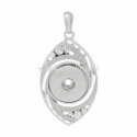 Copper snap button pendant, silver tone, 58x29 mm