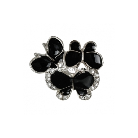 Metal embellishment "Butterfly", black enamel, 21x19 mm
