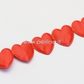 Polyester ribbon "Hearts", red, 16 mm, 1 m