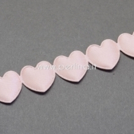 Polyester ribbon "Hearts", pink, 16 mm, 1 m