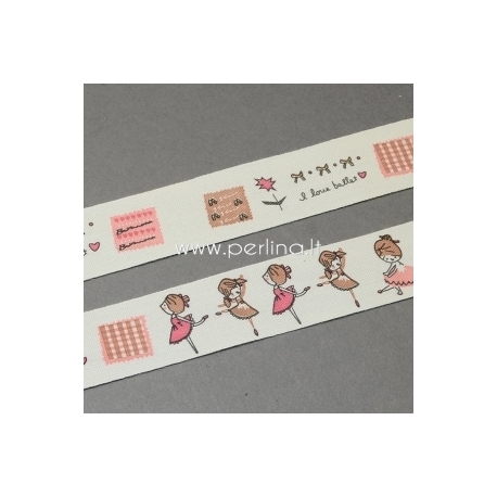 Printted cotton ribbon, multicolor, 20 mm, 1 m