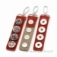Real leather copper chunk key chain, red, 14,5x3,1 cm