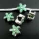 Pandora karoliukas "Gėlė", emaliuotas, žalias, 12x6 mm