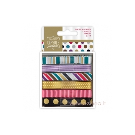 Ribbons "Spots & Stripes Jewels", 6 vnt.