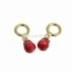 Bracelet accessory "Red pearlized", gold plated, 27x11 mm