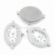 Watch face, oval, silver tone, 33x22 mm
