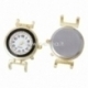 Watch face with clear rhinestones, round, gold tone, 40x28 mm