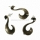 Earring post with stoppers, antique bronze, 23x13 mm, 1 pair