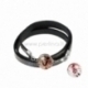 Real leather snap button bracelet, 60 cm