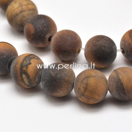 Natūralus tigro akies karoliukas, matinis, 6 mm, 1 vnt