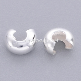 Crimp beads cover, silver color, 4x3 mm, 10 pcs