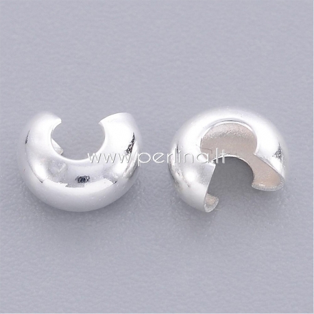 Crimp beads cover, silver color, 4x3 mm, 10 pcs