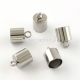Necklace cord end caps with loop, stainless steel, 12x9 mm, 1 pc