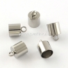 Necklace cord end caps with loop, stainless steel, 12x9 mm, 1 pc