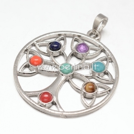 Chakra pendant "Tree of Life", platinum, 44x39,5x5mm