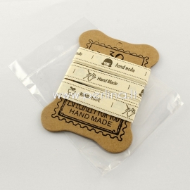 Printted cotton ribbon "Hand Made", off white, 15 mm, 1,82 m