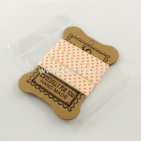 Printted cotton ribbon "Dots", off white, 15 mm, 1,82 m