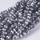 Glass bead, rondelle, faceted, electroplate silver plated, 6x4 mm, 1 pc