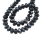 Glass bead, rondelle, faceted, black, 8x6 mm, 1 pc